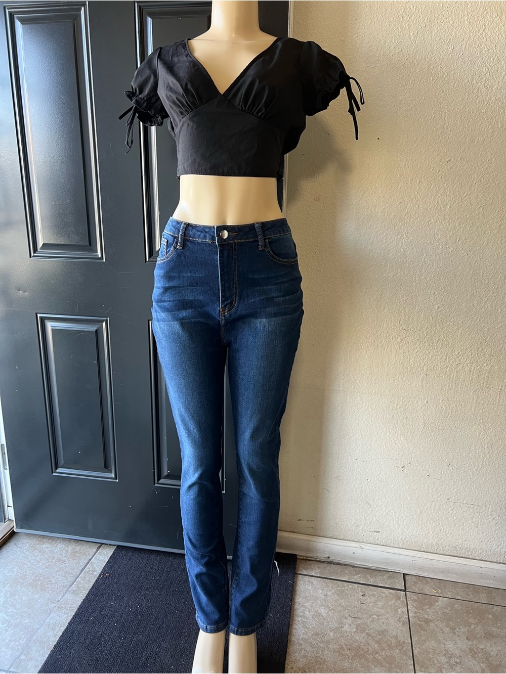 Fashion Nova Navy Blue Straight Leg Jeans